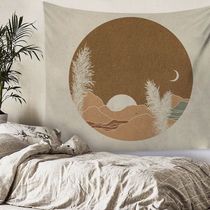 Retro moon plant wall decoration tapestry Nordic live background cloth bedside bedroom curtain cover non-perforated