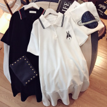 Maternity summer dress Medium long short-sleeved top t-shirt dress fashion loose Korean maternity skirt summer