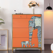 2021 New light luxury flip bucket ultra-thin shoe cabinet storage home door porch cabinet custom shoe rack living room cabinet