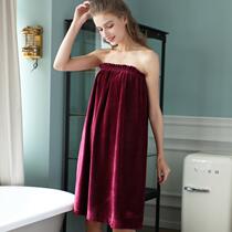 Beauty salon bath skirt chest bath towel women can wear breast wrap nightgown super soft velvet sweat steamed clothes bathing bathrobe winter