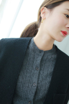 Autumn and winter retro twist 100% pure cashmere sweater women cardigan crew neck long sleeve sweater sweater loose short coat