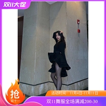 KEPLER dance dress autumn and winter female Latin dance national standard dance explosive adult long sleeve puff sleeve large skirt hem fishbone suit