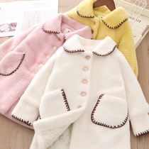 Girls small fragrant medium long style large coat winter new baby clip cotton imitation ferret warm coat Korean version of the ocean qi