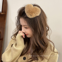Plush love bangs clip side hairclip forehead girl grab clip headgear large edge clip Korean temperament hairpin