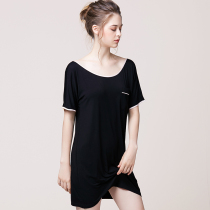 Weiwei home clothing sexy nightgown Modal solid silk can wear loose short-sleeved pajamas female spring summer