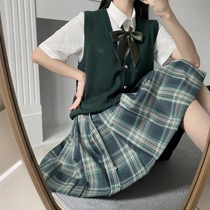 Forest letter genuine Rabbit sewing JK uniform full suit college sweater original pleated skirt grid autumn suit