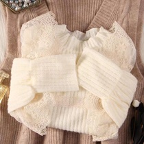 Brand Discount Womens Dress Cut Mark Special Cabinet Withdrawal Case Lotus Leaf Side Sweet beating bottom high collar Lace Jersey Inner