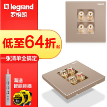 Rogrand switch socket panel Yijing rose gold two-position audio four-head wiring Speaker Audio plug 86 type