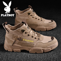 Playboy High Gang Summer Martin Boots Mens Spring and Autumn Mid-Gang British Style Retro Nets Explosive Toilwear Boots