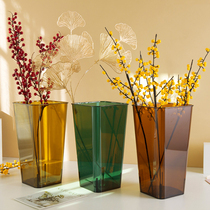 Transparent square bucket Color flower bucket Acrylic drop-resistant plastic flower bouquet flower arrangement bucket Floral florist supplies bucket