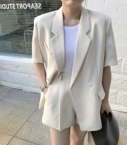 2022 large size dress Summer display slim short sleeve Western suit shorts Two sets Fat mm Korean version slim fit suit suit