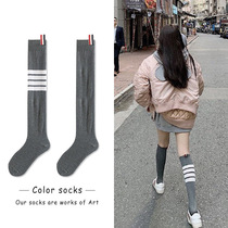 TB four bars gray midline socks pure calf socks cotton Japanese knee socks stockings short socks Net red jk women tide