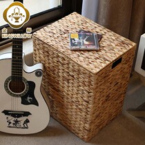 European rattan dirty clothes basket laundry basket woven rattan storage basket large household simple covered storage frame