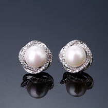 Pearl Ear Nail 925 Pure Silver Insert Drilling Earrings Woman Day Korea Fashion Temperament Brief Personality Anti-Allergy Ear Ornaments