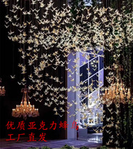 Wedding acrylic hummingbird wedding transparent crystal bird bar store ceiling ceiling decoration flying bird pendant