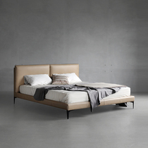 Nordic emoji NORHOR HL20 full leather double bed Italian simple American retro soft bag backrest#