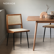 Nordic expression PJ handmade rattan dining chair Antique vintage solid wood backrest chair tribute Chandigarh chair K