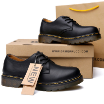 Dr Markucqi Martin boots men 3 holes low top 1461 black leather shoes Korean tide couple short boots soft leather
