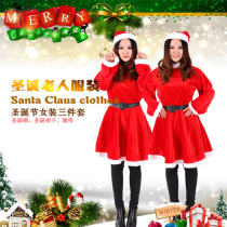 Christmas Supplies Golden velvet Santa Costume Adult Men And Womens Clothing Suits plays a performance dress