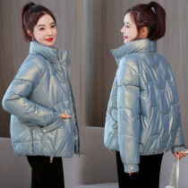 2021 new shiny disposable down cotton coat womens short Korean version of loose cotton coat winter thick padded jacket
