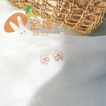 925 silver needle small powder zircons small flower ear nail Korean version sweet and beautiful fashion teenage girl daily 100 hitch small earthen pendant