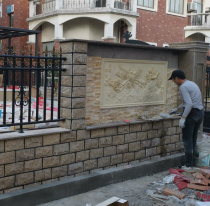 Sandstone relief background wall flower blossom rich decoration mural Villa courtyard exterior wall decoration relief three-dimensional carving
