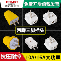 Delixi plug two-pin three-hole 2 corner 3-pin 10 16A two-claw air conditioning engineering power wire plug without wire