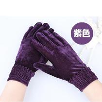 Factory impulse autumn and winter mens and womens golden velvet gloves warm outdoor riding finger driving single-layer Korean gloves