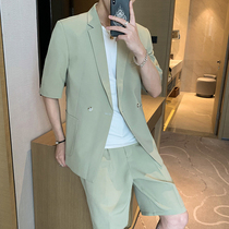 Mens suit 2021 new Korean version of the trend seven-point sleeve blazer mens thin casual set of formal clothes