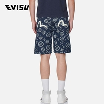EVISU 2022 Spring summer new mens full logo jacquard denim shorts 2ESHTM2DS211XXCT