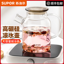 Supor borosilicate glass kettle cold water bottle home high temperature resistant large capacity Tea Tea Teapot cup set