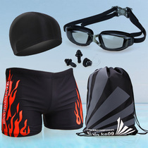 Mens swimming trunks cloth swimming cap quick-drying flat corner Hot Spring plus size swimsuit fashion tide swimming equipment hot spring set