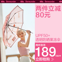 Banana lower jelly transparent umbrella beach umbrella female sunny and rainy sun umbrella sunscreen umbrella UPF50 