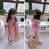  2021 summer new middle and small childrens college style small shawl childrens skirt girls small fresh large lapel lace-up cute
