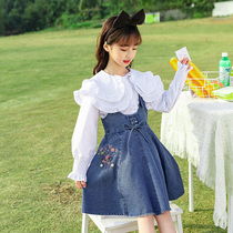 3 Children Dress 4 Girls Spring Dress Braces Dress Suit 5 Ocean Air Dress 6 Spring Autumn Clothing 7 Denim Girl Clothes 8 Years Old