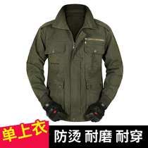 Pure cotton work clothes mens tops welding anti-scalding labor insurance clothing spring and autumn long-sleeved auto repair engineering clothing site wear-resistant tooling