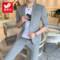 Rich bird summer thin small suit suit mens casual Korean version of the trend slim three-point sleeve professional suit jacket