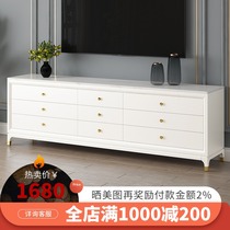 American light luxury white high marble TV cabinet Coffee table combination living room side cabinet wine cabinet modern simple storage