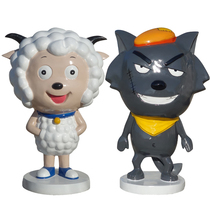 FRP cartoon resin sculpture happy Yangyang shopping mall outdoor large gray wolf simulation model crafts ornaments
