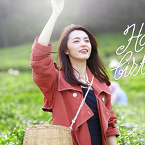 Yao Chen Su Mingyu Wang Ou star same Model 21 spring and autumn windbreaker double-breasted knee long temperament Jacket Women