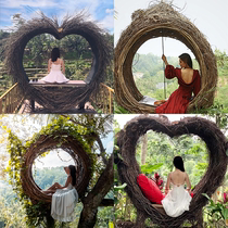 Bali Net Red Birds Nest outdoor Villa scenic area basket hotel creative wedding photography hanging swing props