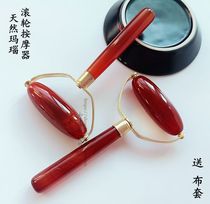 Single double head agate massage stick natural jade beauty roller type face facial eye massager Manual pull