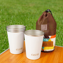 Outdoor 304 Stainless Steel Cup Camping 4 Piece Set Cup Picnic BBQ Beer Mug Mountain Water Cup Tea Milk Coffee Cup