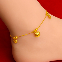Sand gold anklet women will not fade for a long time 999 fashion wild bells and beads Lucky gold-plated jewelry Vietnam