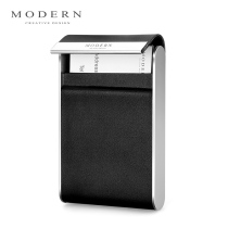 German MODERN leather flap business card holder stainless steel side business card box men business card holder custom gift