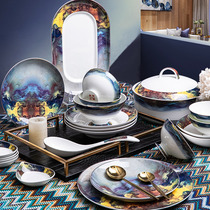 Bowl set home Nordic light luxury European style Bowl ceramic Jingdezhen high-grade housewarming bone porcelain tableware
