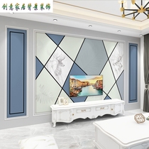 3d bamboo and wood fiber integrated wallboard 18D simple modern geometric TV background wall comes with border quick-install guard board