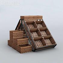 Supermarket fruit shelf display rack vegetable store steel wood fresh display rack Baiguoyuan three-tier steel pile head island cabinet