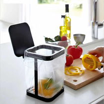 Desktop mini trash can flip-top wrought iron trash bag bracket household kitchen countertop office table storage basket