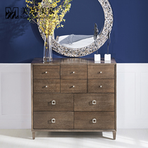  Meike Meijia Bondi Beach American dressing table flap with dressing mirror storage 9 drawers fragrant wood leather dressing table